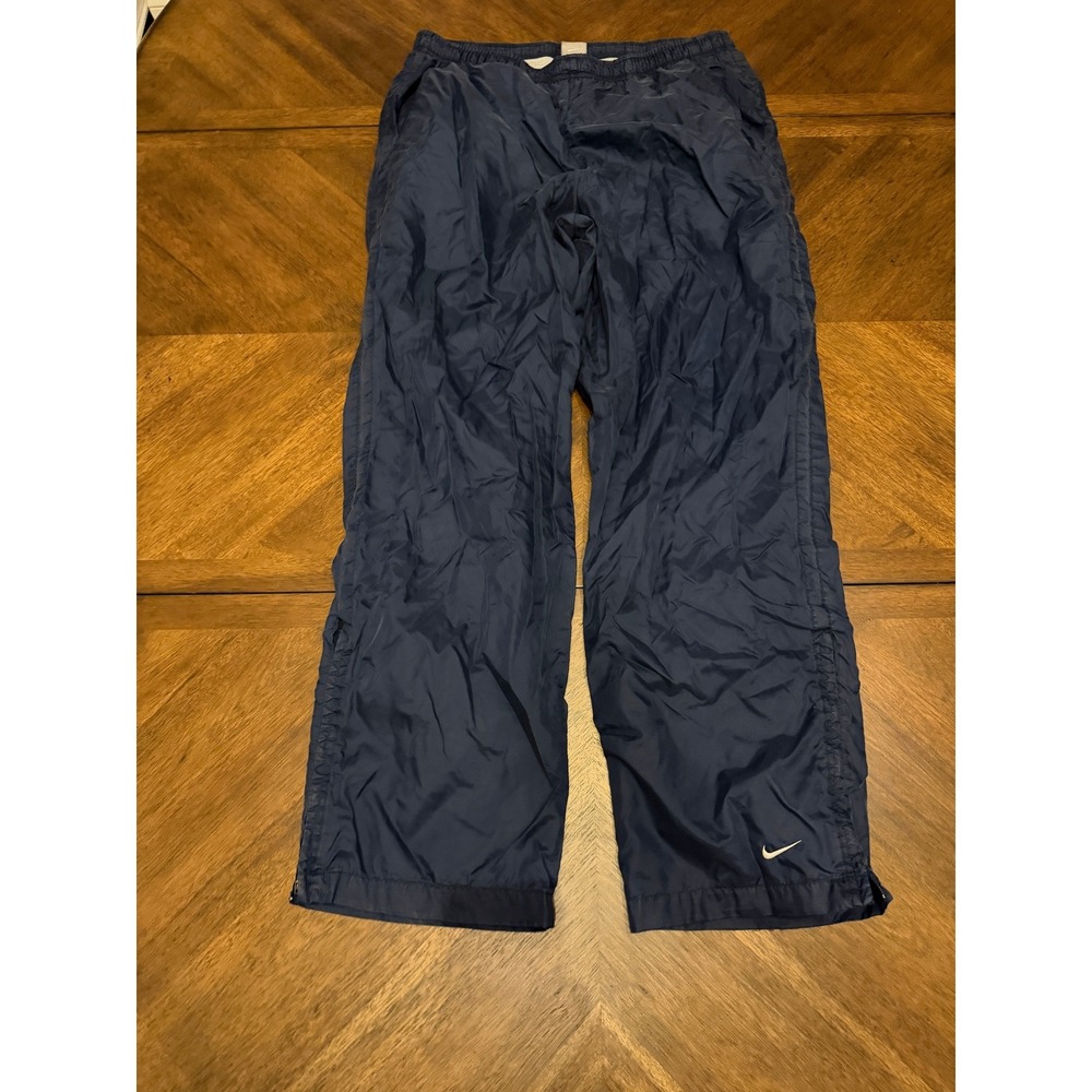 Nike Mens Navy Blue Windbreaker Track Pants Lined Zipper Ankle Size M